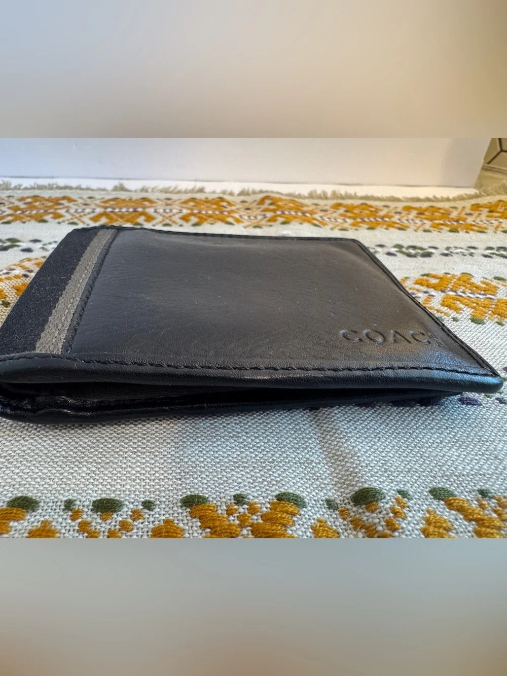 Coach • Leather Bifold Heritage Black Wallet
